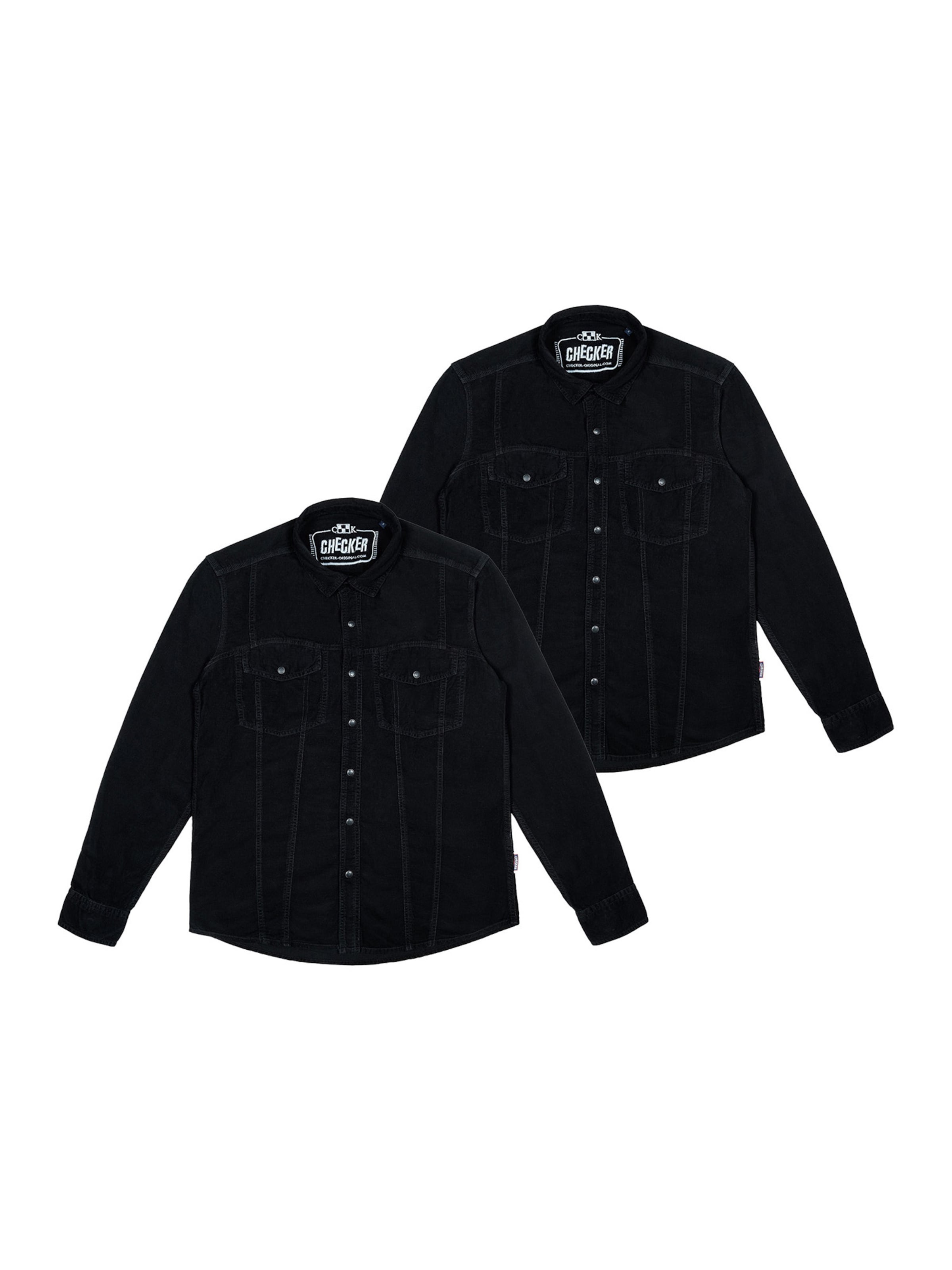 Checker Regular Fit Hemd ' Dynasty Cord ' in Schwarz: Vorderseite