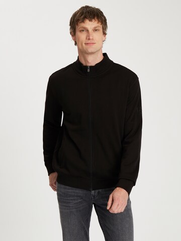 CROSS JEANS Sweatjacke in Schwarz: Vorderseite
