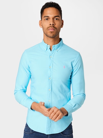 mėlyna Polo Ralph Lauren Priglundantis modelis Marškiniai: priekis