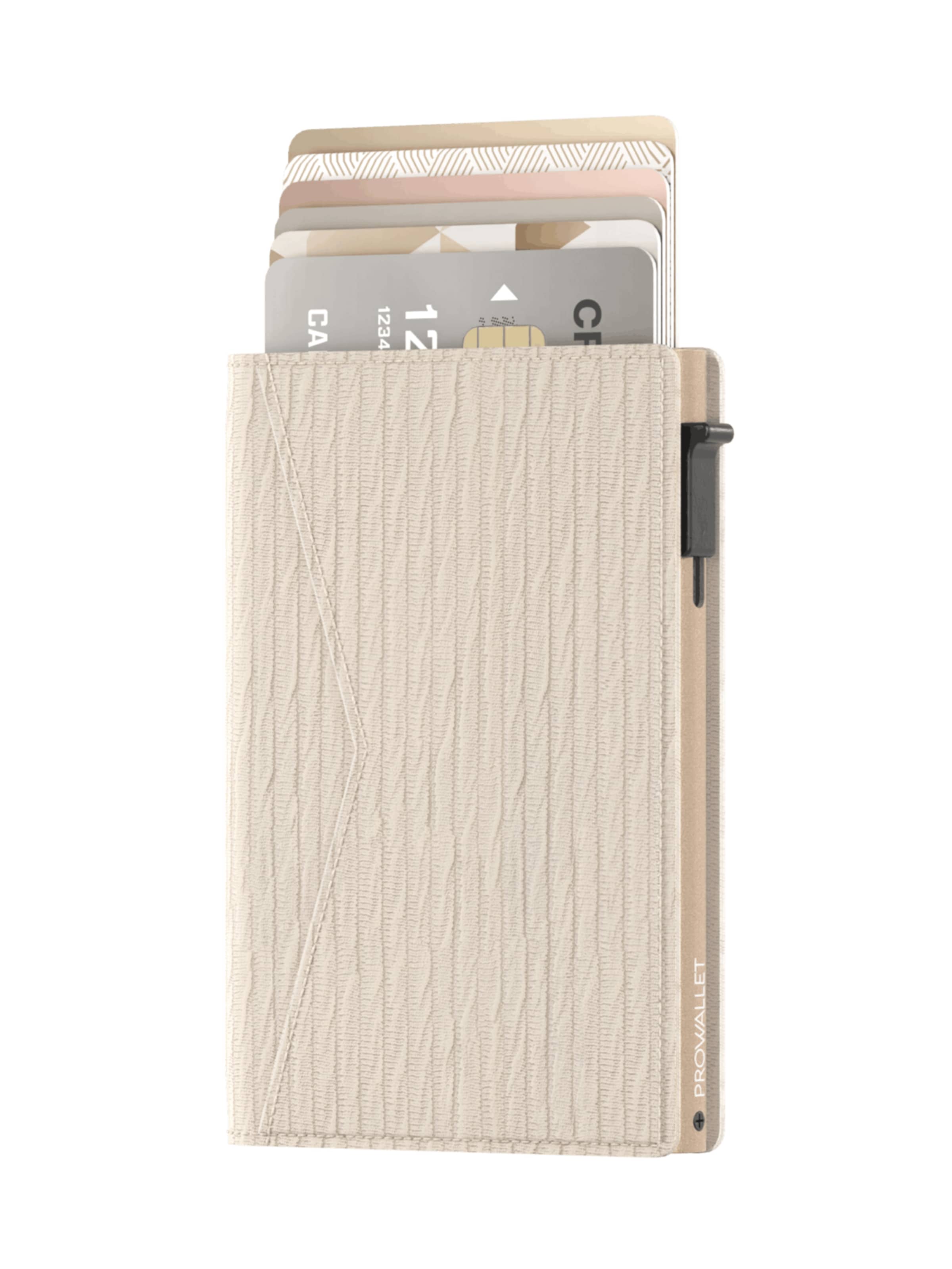 Prowallet Portemonnaie 'Pasjeshouder Slim Ripple'‌ in Beige: Vorderseite