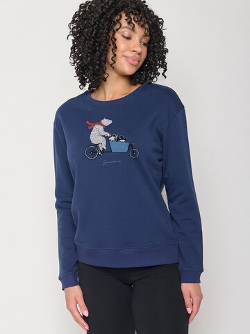 Felpa 'Bike Cargo Bear' di GREENBOMB in blu: frontale