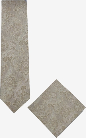 Real Guys Set Krawatte mit Einstecktuch in Beige: Vorderseite