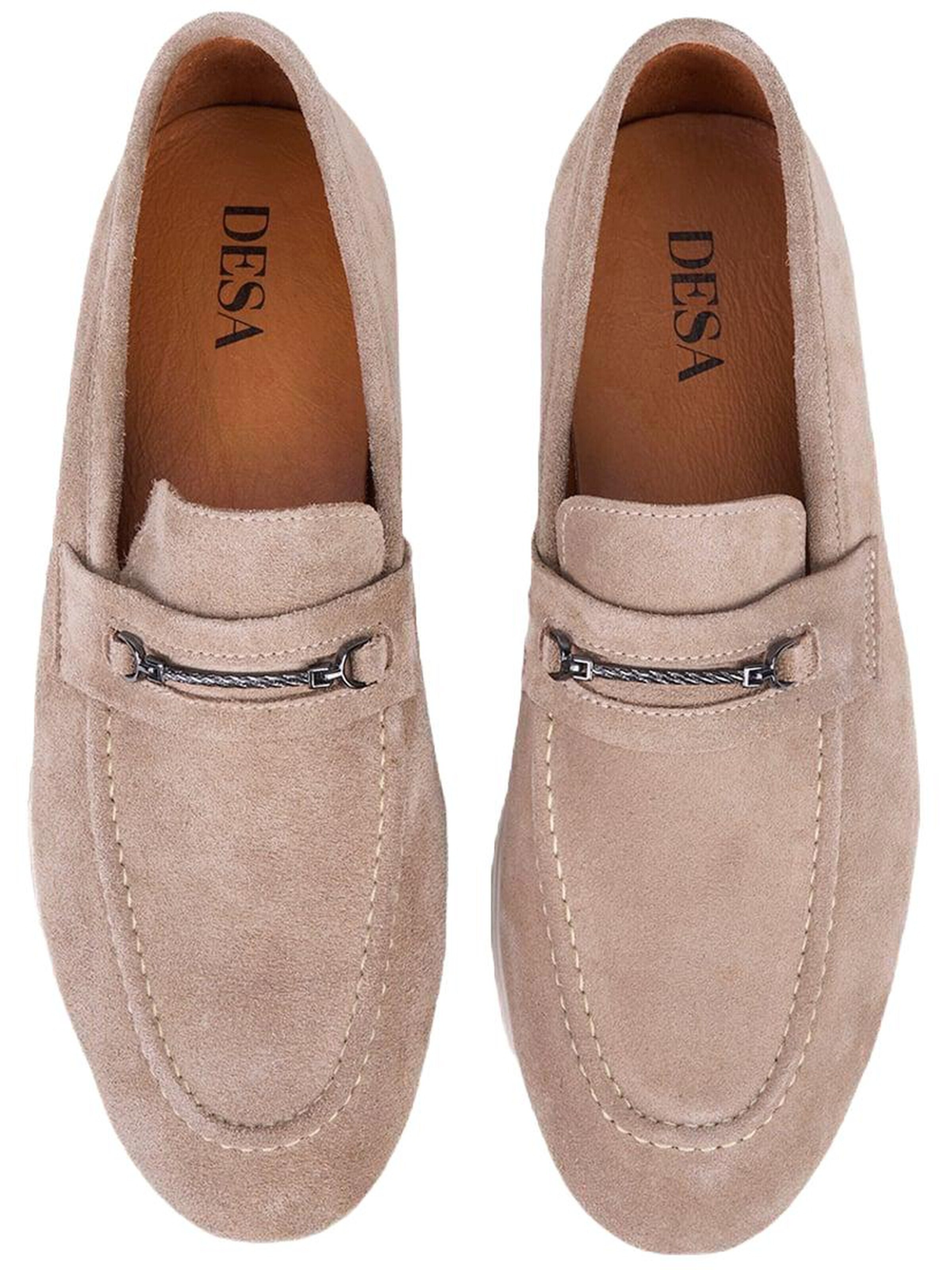 Desa Moccasin 'DESA Herren-Wildlederslipper mit Metalldetails' in Beige