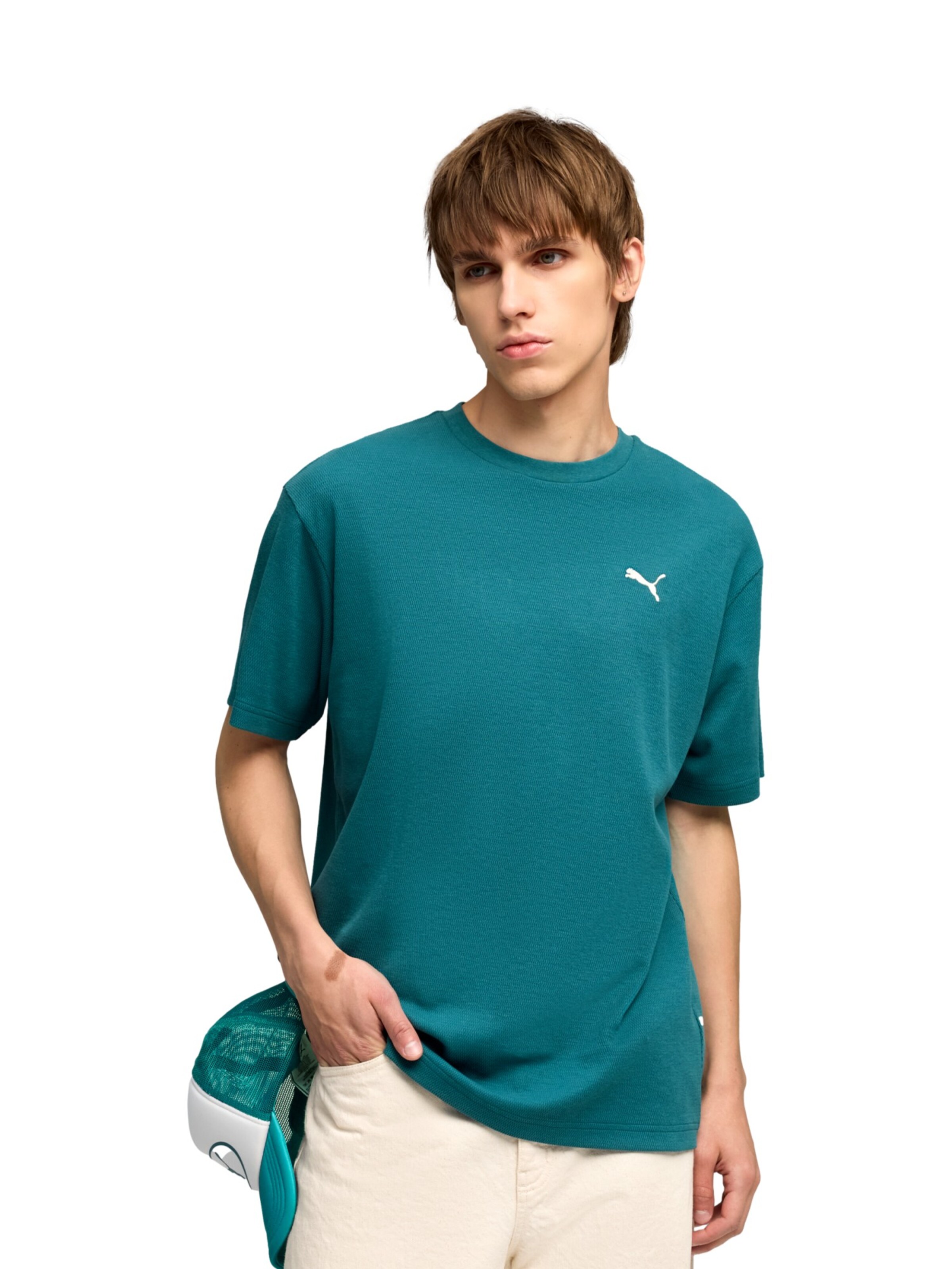 PUMA T-Shirt 'ESS ELEVATED' in Grün: Vorderseite