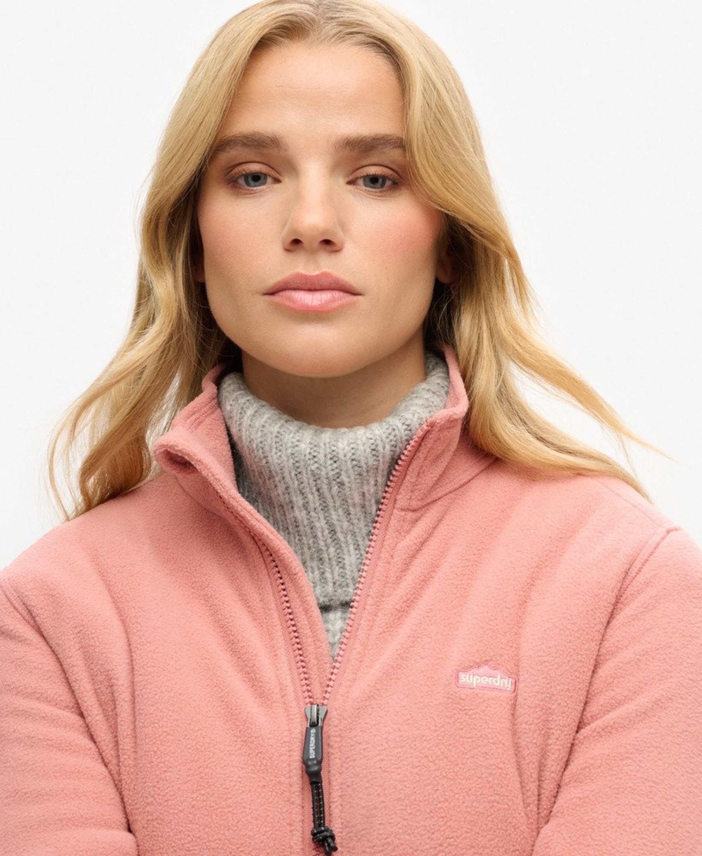 Superdry Fleece jas in Roze