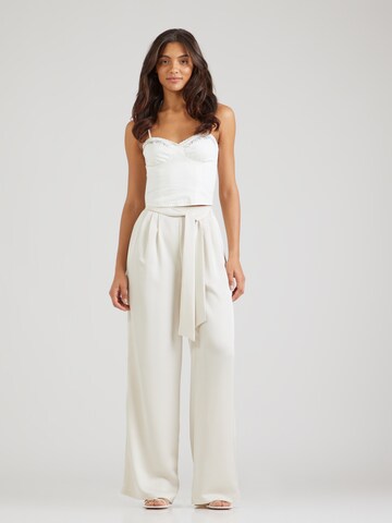 Wide leg Pantaloni con pieghe di millane in beige