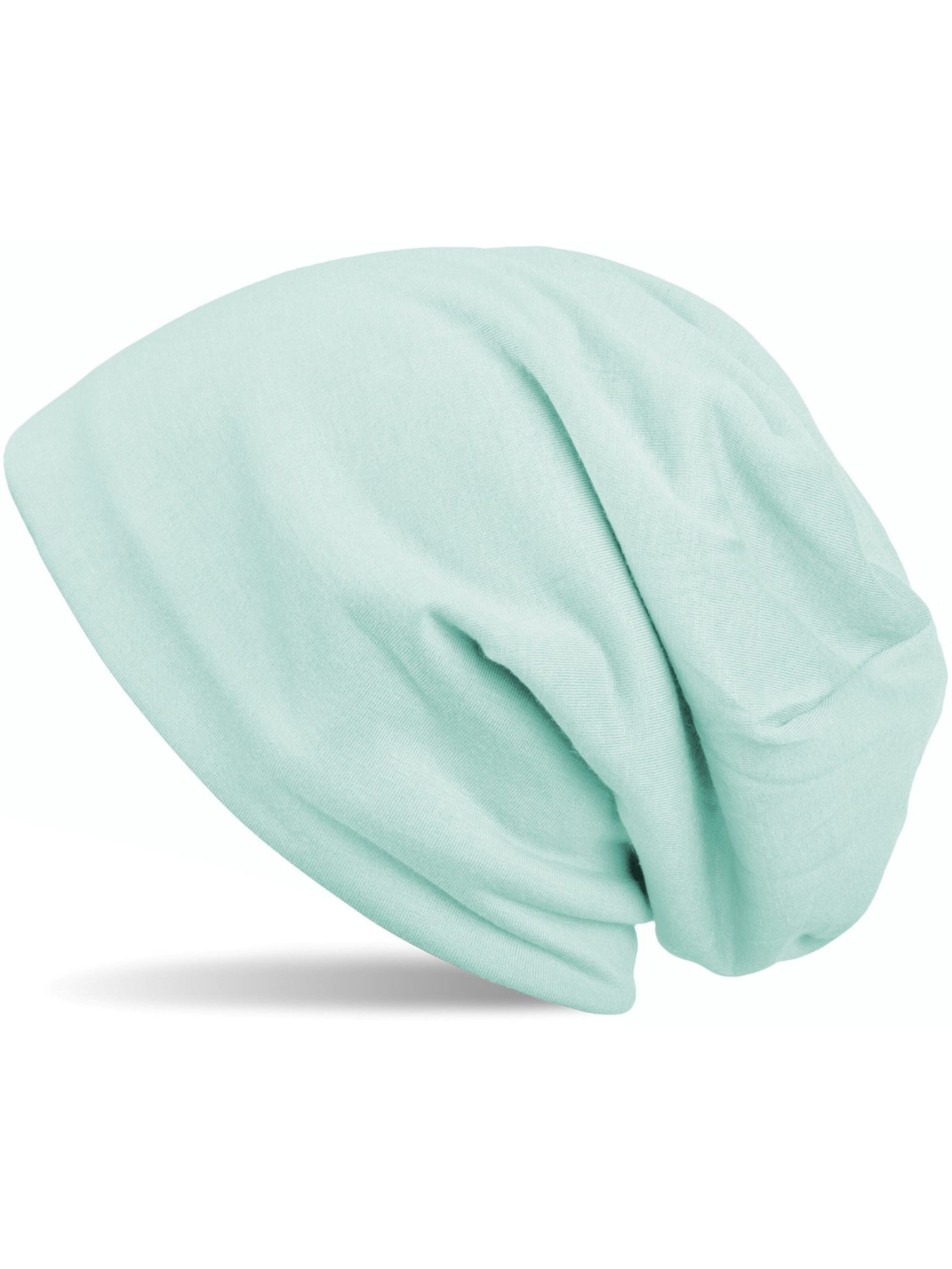 styleBREAKER Mütze 'Unifarbene Beanie Mütze mit Fleece'‌ in Grün: Vorderseite