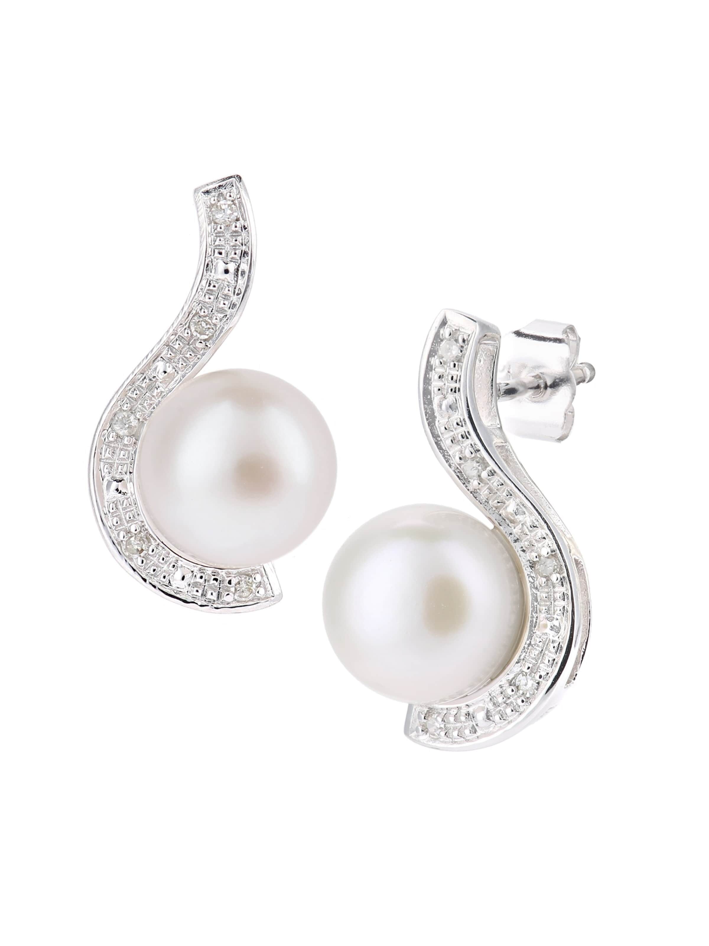 DIAMANT LETERNEL Earrings 'Ohrstecker aus 375 Weißgold mit Diamant mit Perle' in One size in Silver, Item view