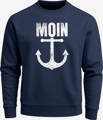 Neverless Sweatshirt 'Moin Anker' in Blau: Vorderseite