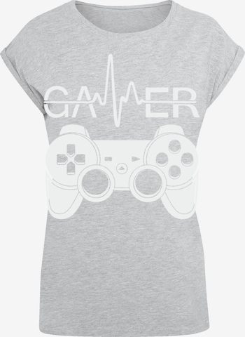 F4NT4STIC T-Shirt 'Gamer Heartbeat' in Grau: Vorderseite