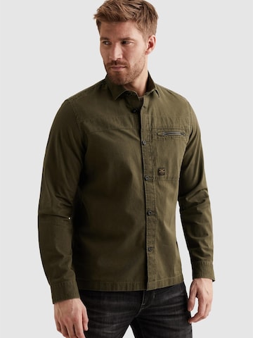 PME Legend Skjorta 'PME LEGEND - Shirt jacket with button closure and chest pocket' i grön
