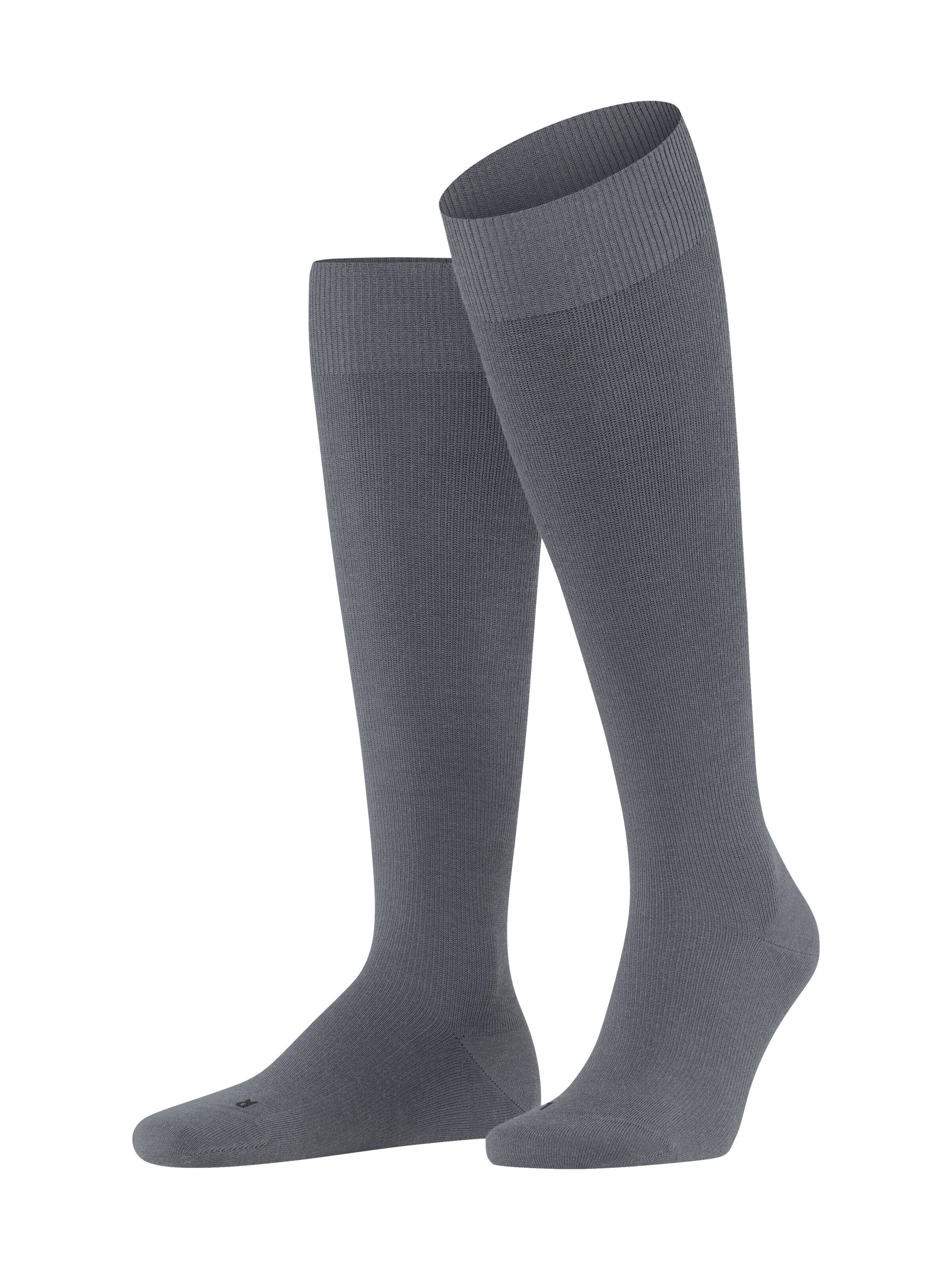 FALKE Knee High Socks 'Energizing Wool' in Grey: front