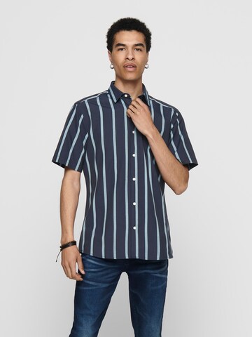 Only & Sons Regular fit Button Up Shirt 'TRAVIS' in Blue: front