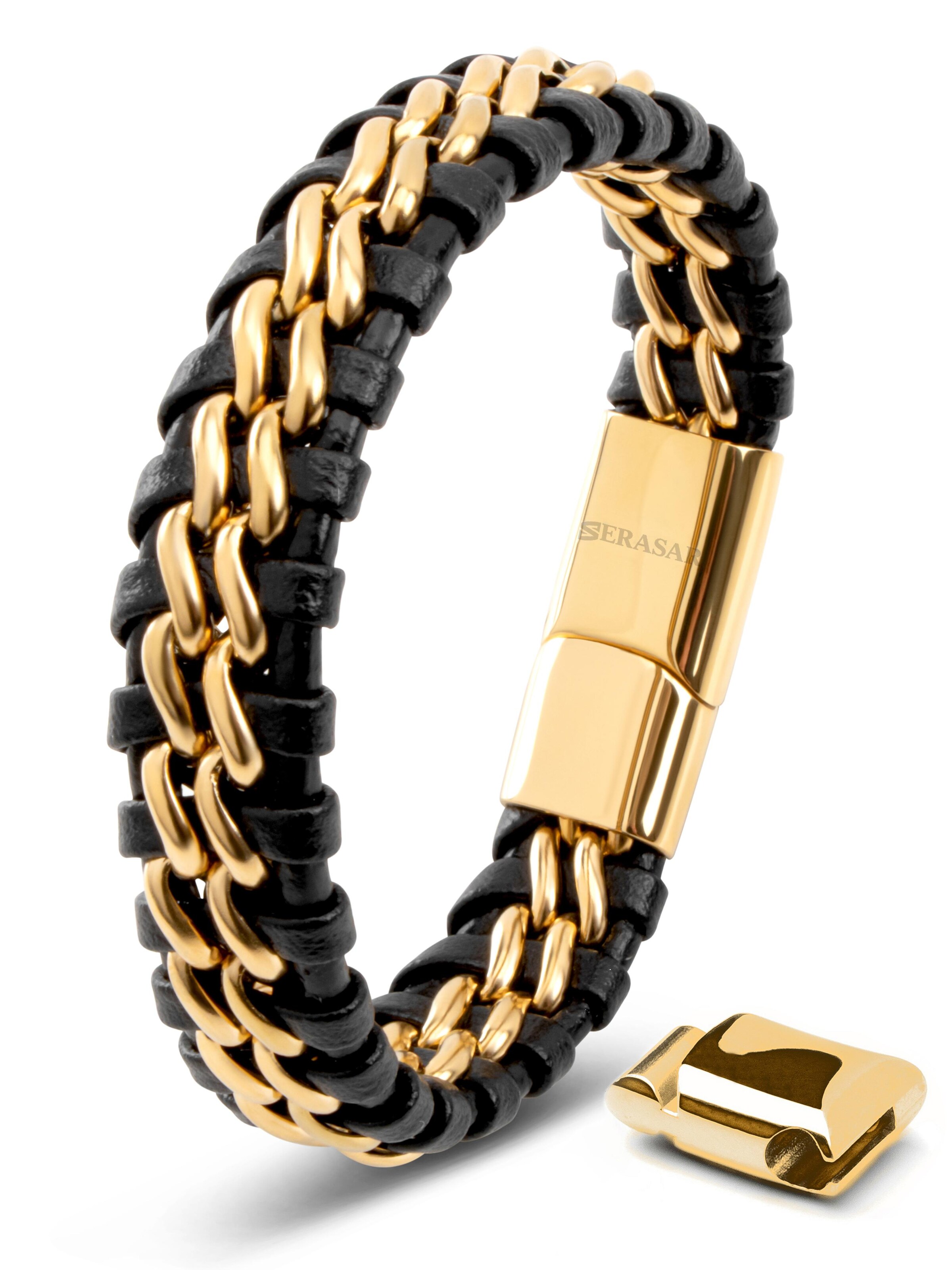 SERASAR Bracelet 'Steel' in Gold: front
