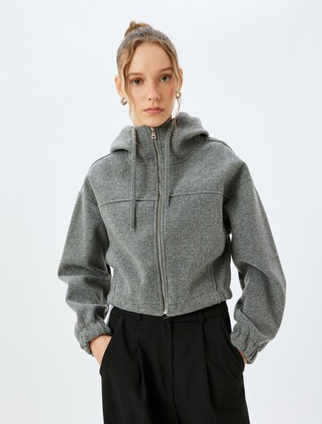 Koton Zip-Up Hoodie in Grey: front