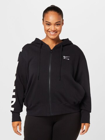 Nike Sportswear Athletic Zip-Up Hoodie in Black: front