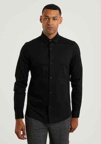 CHASIN' Slim fit Overhemd 'Archer.L Sol' in Zwart: voorkant