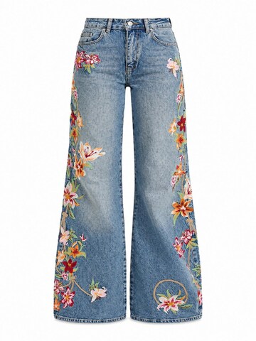 IT'S BASIC - Bootcut Vaquero 'EMBROIDERY FLARE MID RISE JEANS' en azul