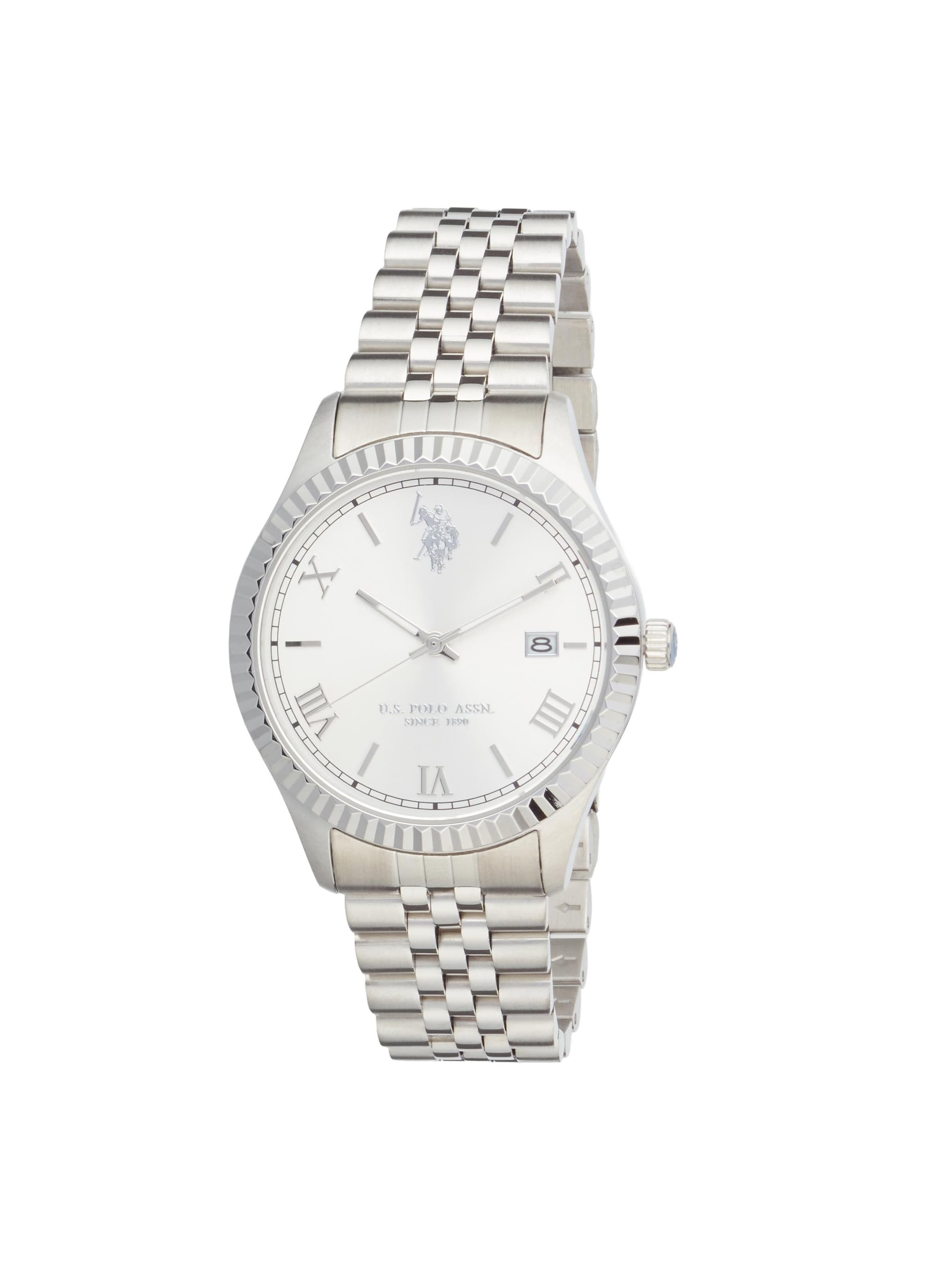 U.S. POLO ASSN. Analoog horloge 'Brandon Steel' in Wit: voorkant
