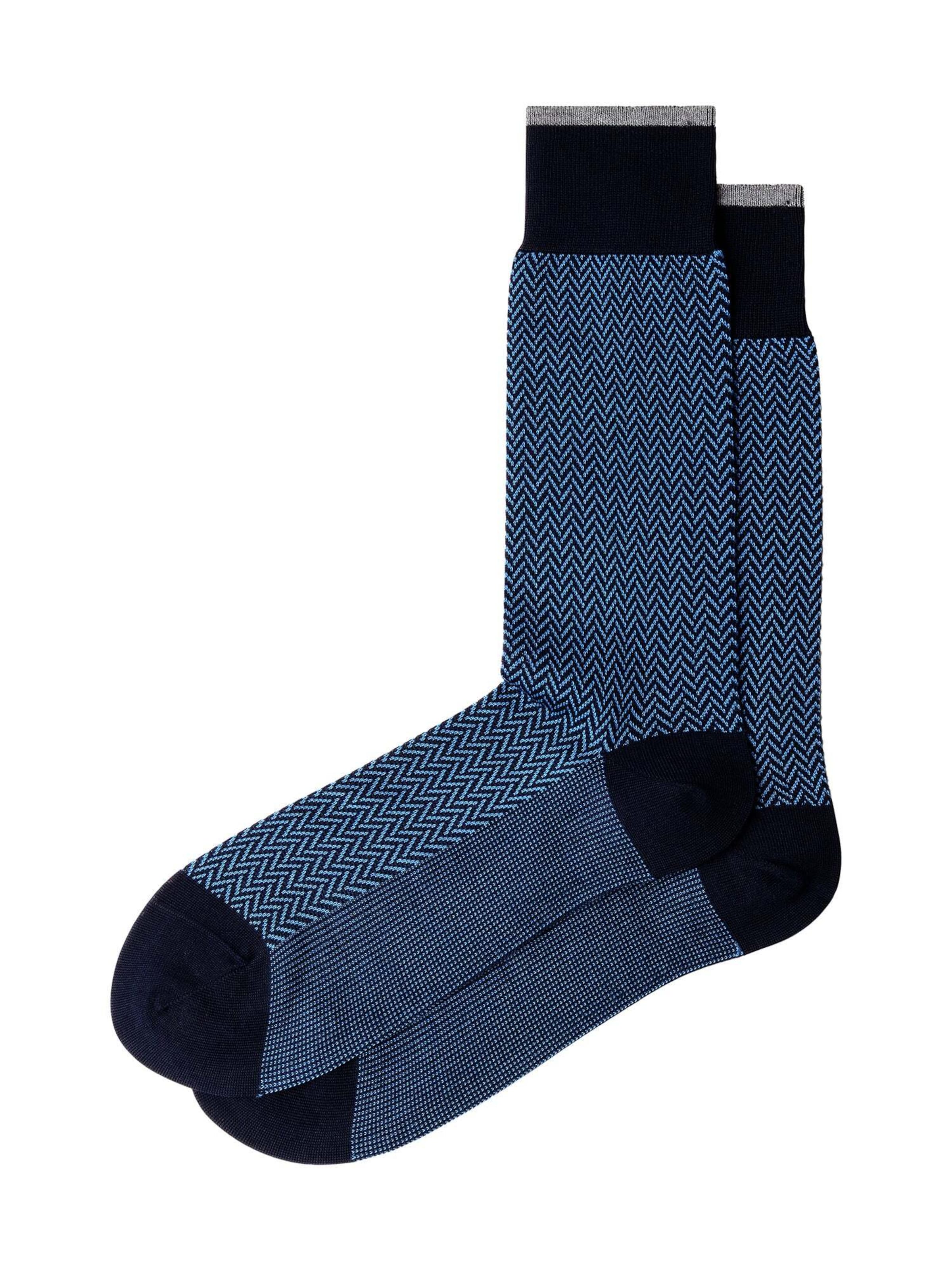 Hackett London Socken ' HERRINGBONE  ' in Blau: Vorderseite