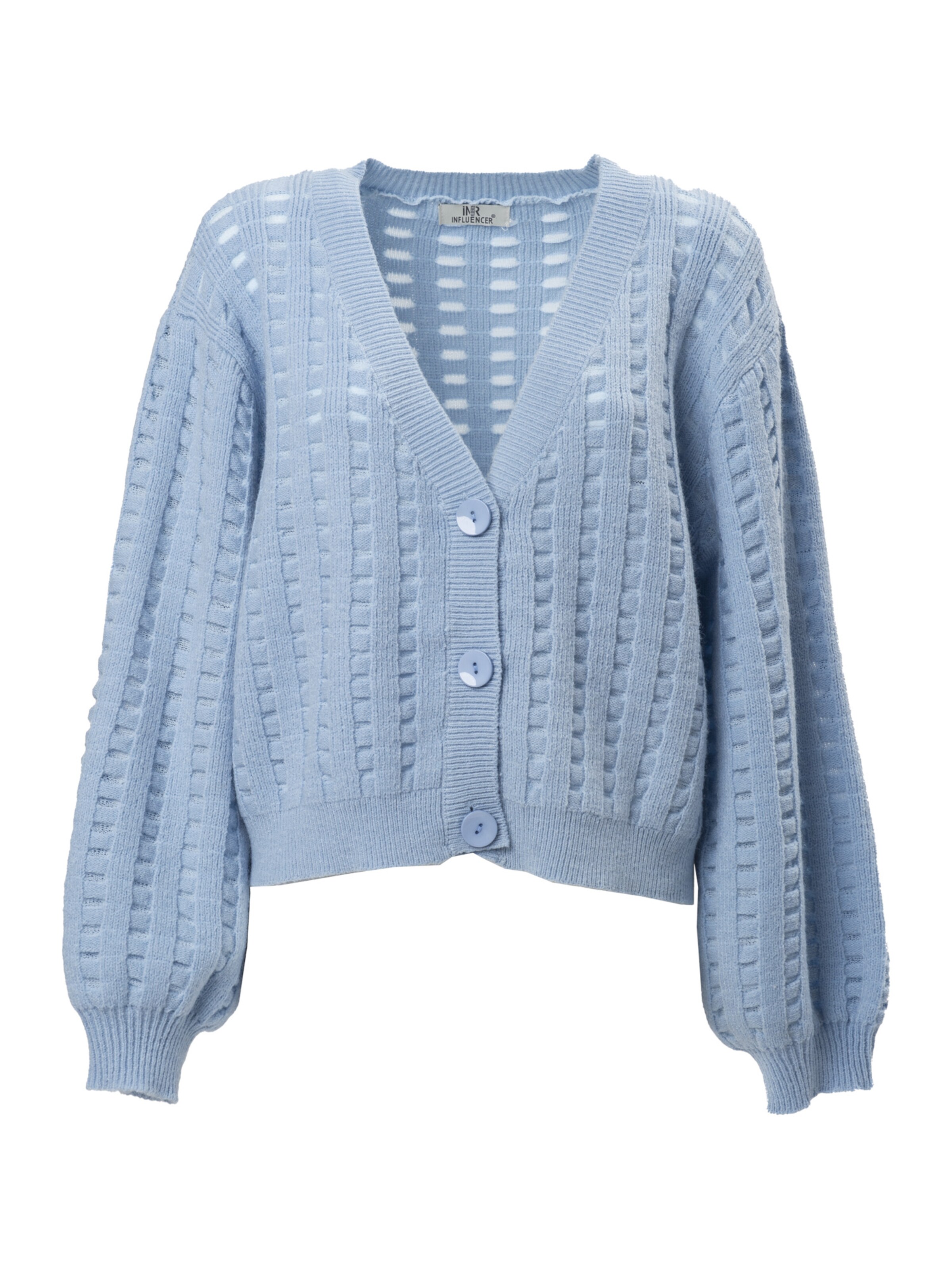 Influencer Strickjacke in Blau: Vorderseite