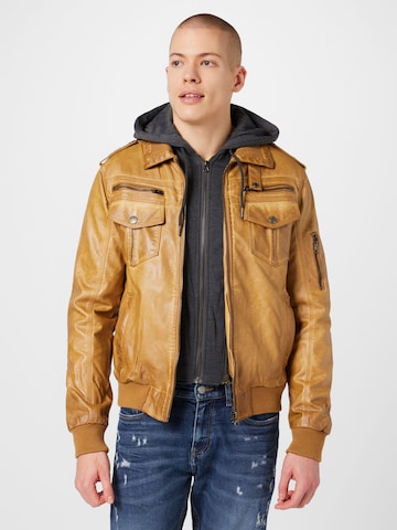 INDICODE JEANS Regular Fit Jacke 'Aaron' in Beige: predná strana