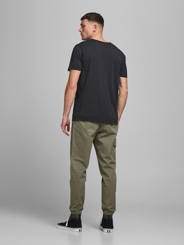 juoda JACK & JONES Standartinis modelis Marškinėliai 'Split'