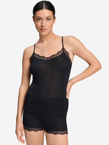 Hanro Top ' Woolen Lace ' in Zwart: voorkant