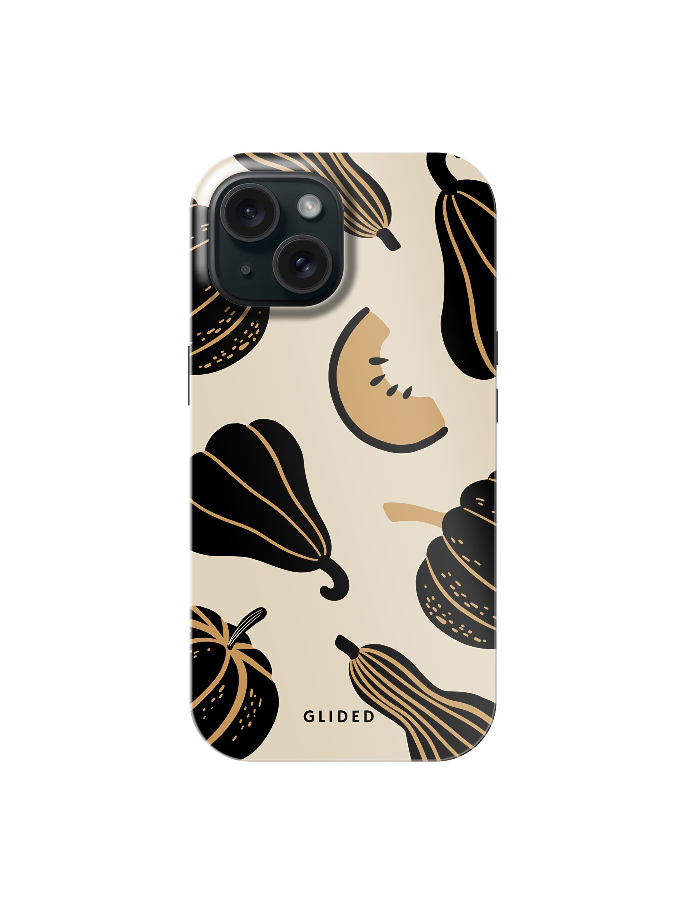 Glided Smartphonehülle 'Beige and Black Pumpkin Glided Handyhülle' in Schwarz: Vorderseite