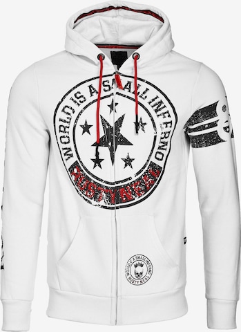 Rusty Neal Zip-Up Hoodie in White: front