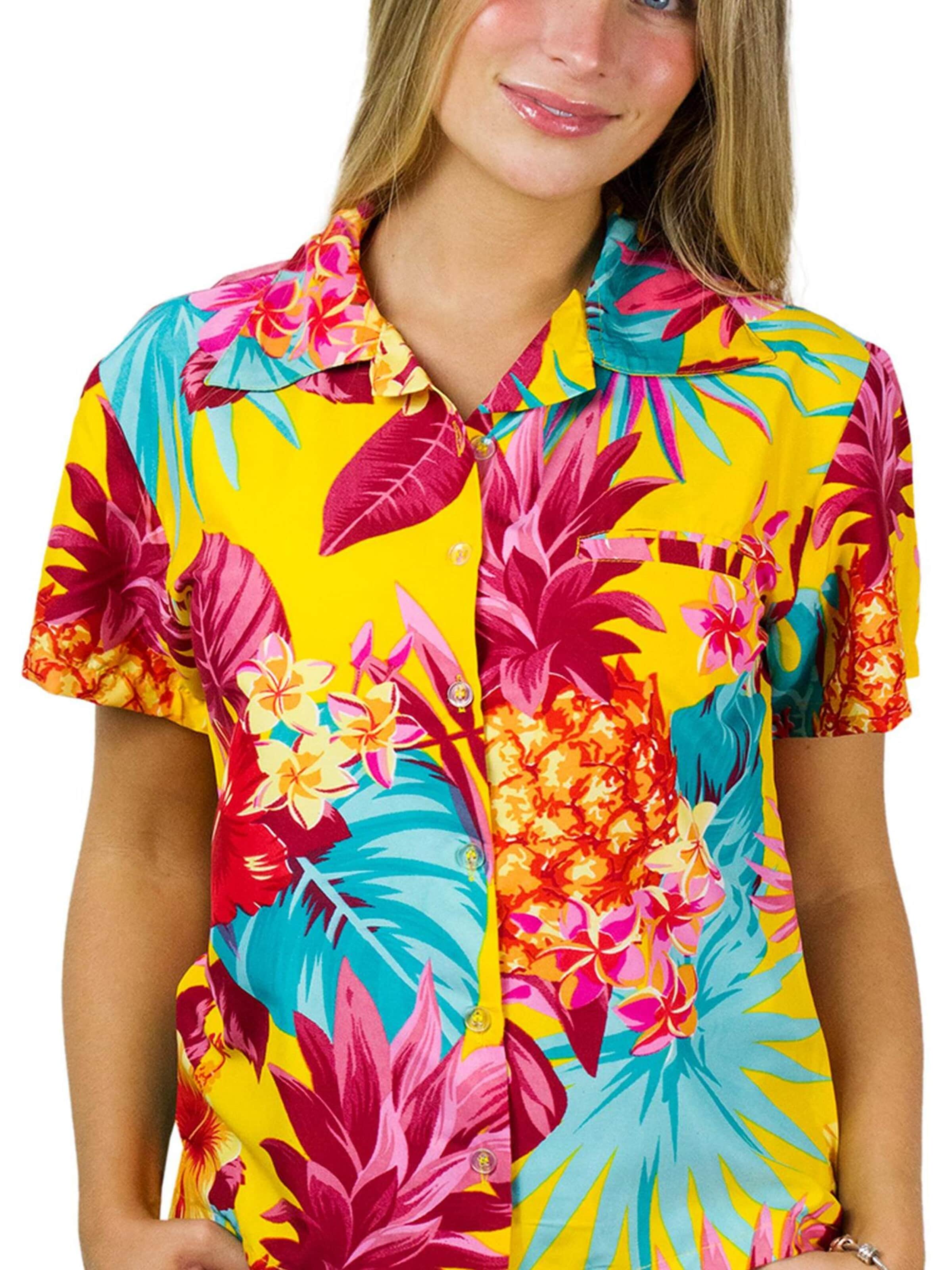 Camicia da donna 'Pineapple' di King Kameha in giallo