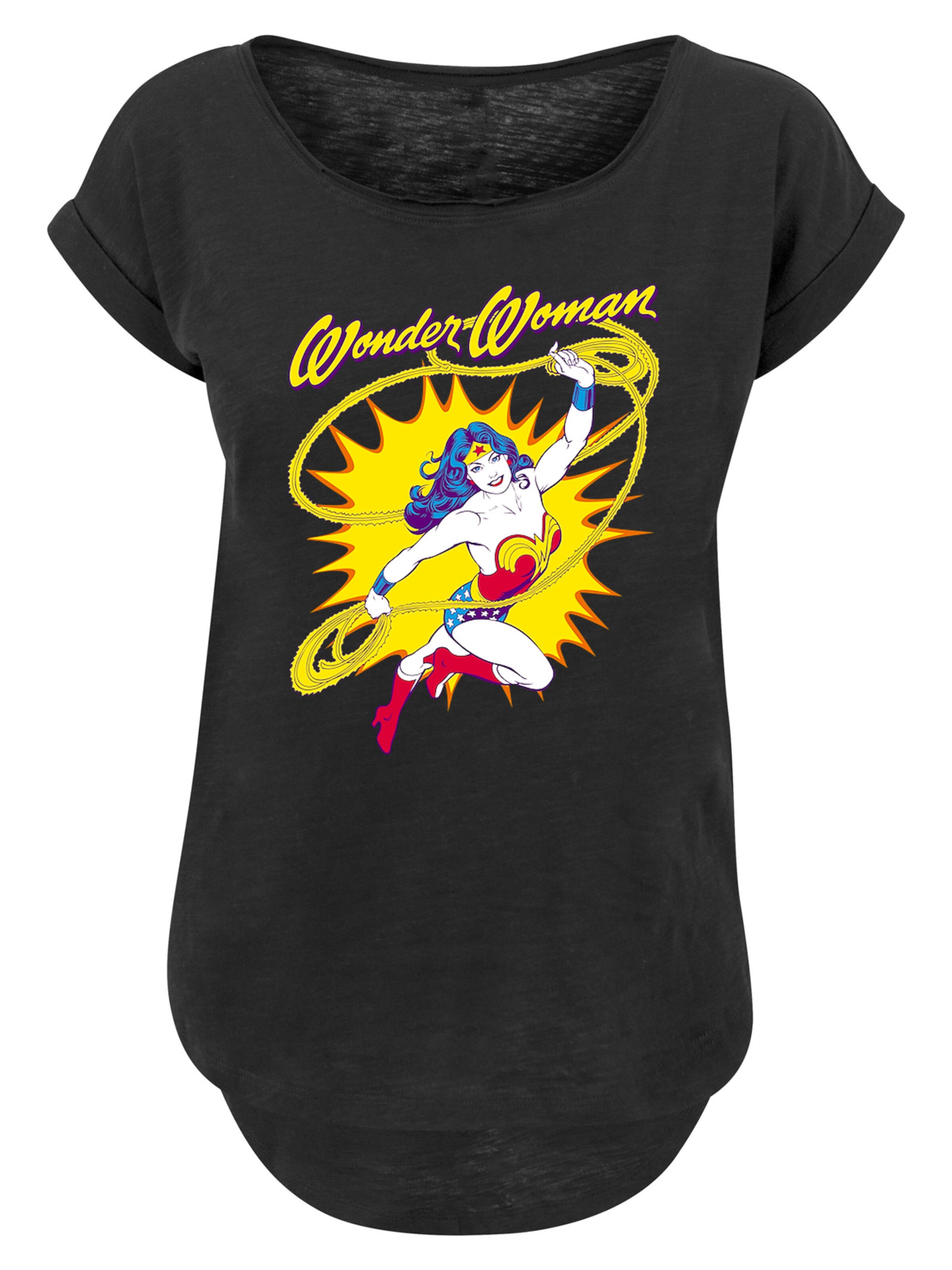 T-shirt 'DC Comics Wonder Woman Leap -BLK' F4NT4STIC en noir : devant