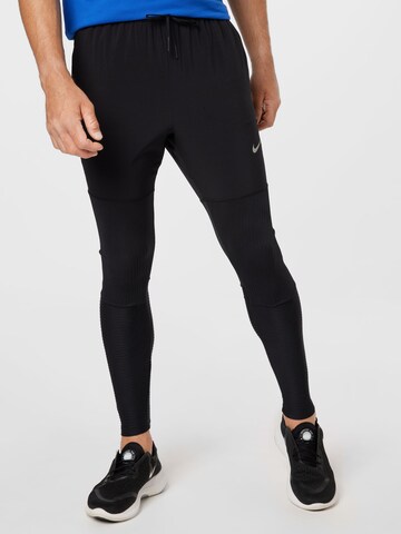 Skinny Pantaloni sport 'Phenom Run Division' de la NIKE pe negru: față