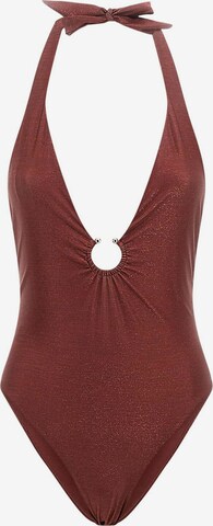 GUESS Bandeau Swimsuit in Brown: front