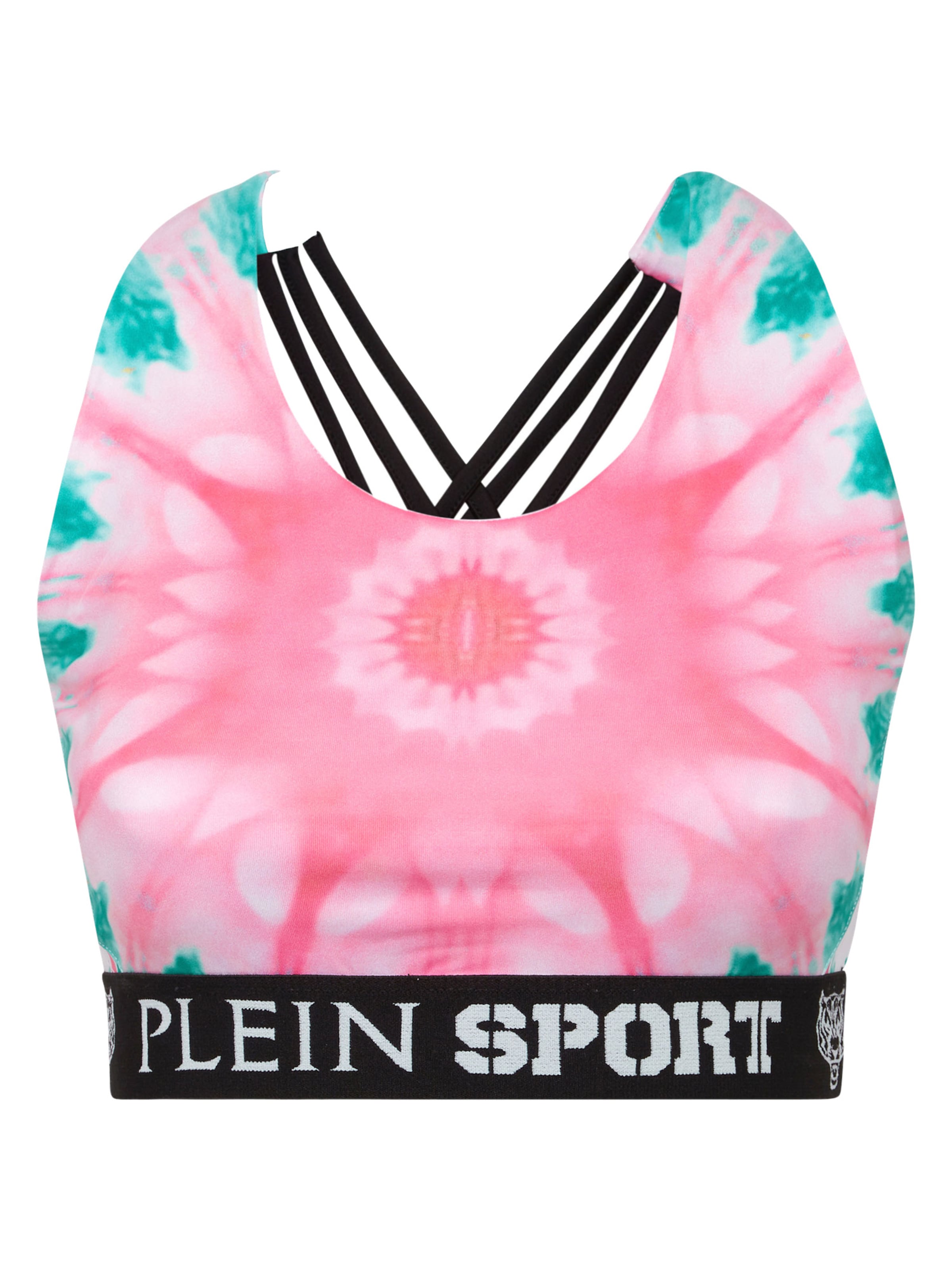 Plein Sport - Soutien Bustier Top desportivo 'Optical Flower' em rosa: frente