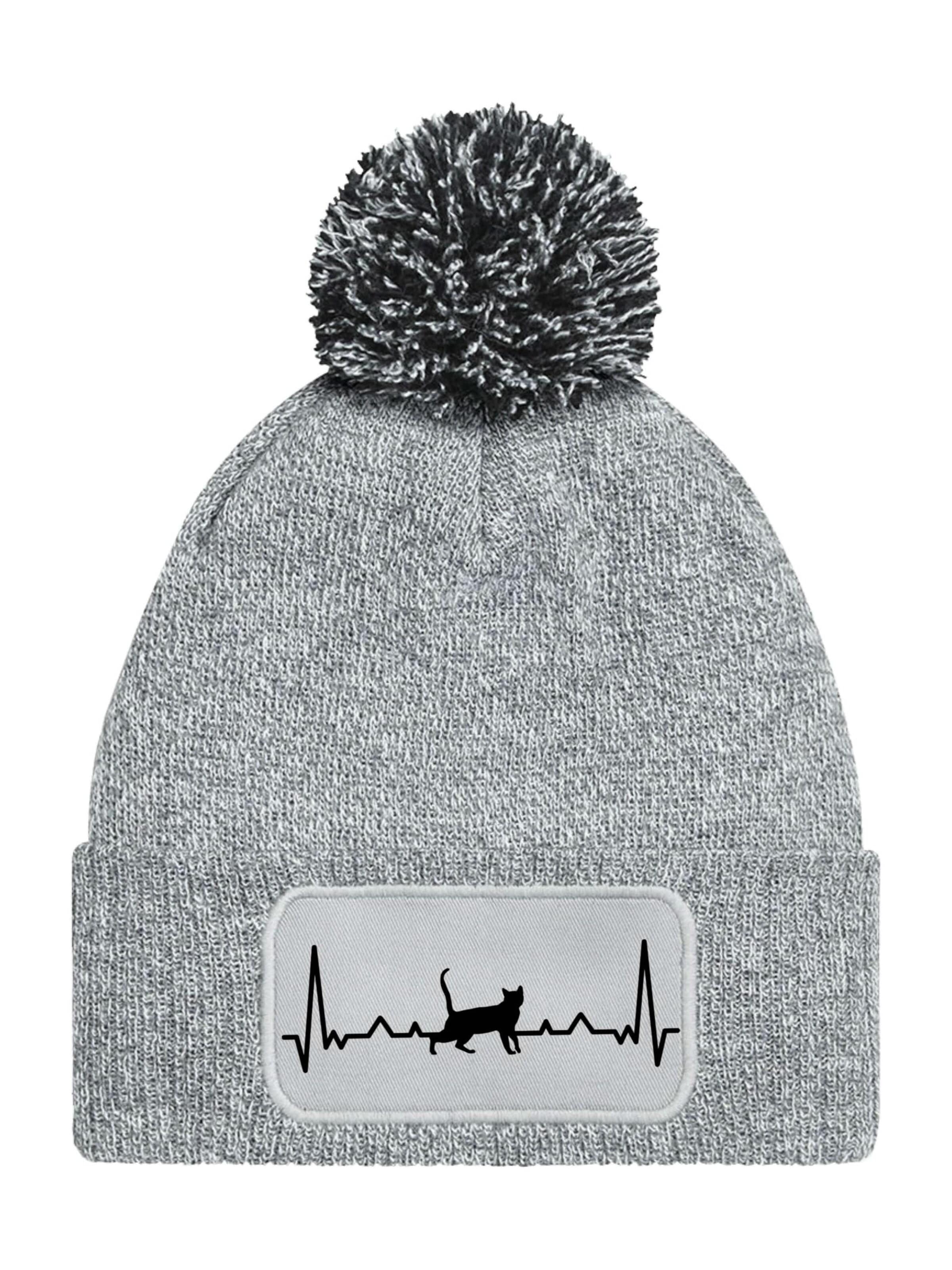 Youth Designz Mütze 'Heartbeat Katze'‌‌‌‌‌‌ in Grau: Vorderseite