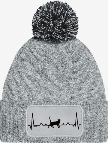 Youth Designz Mütze 'Heartbeat Katze' in Grau: Vorderseite
