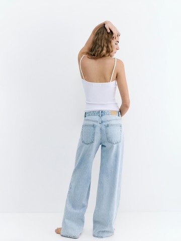 Pull&Bear Широки крачоли Дънки в синьо