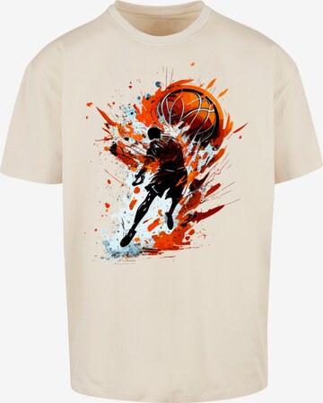 F4NT4STIC Shirt 'Basketball Sports Collection Orange Splash' in Beige: voorkant