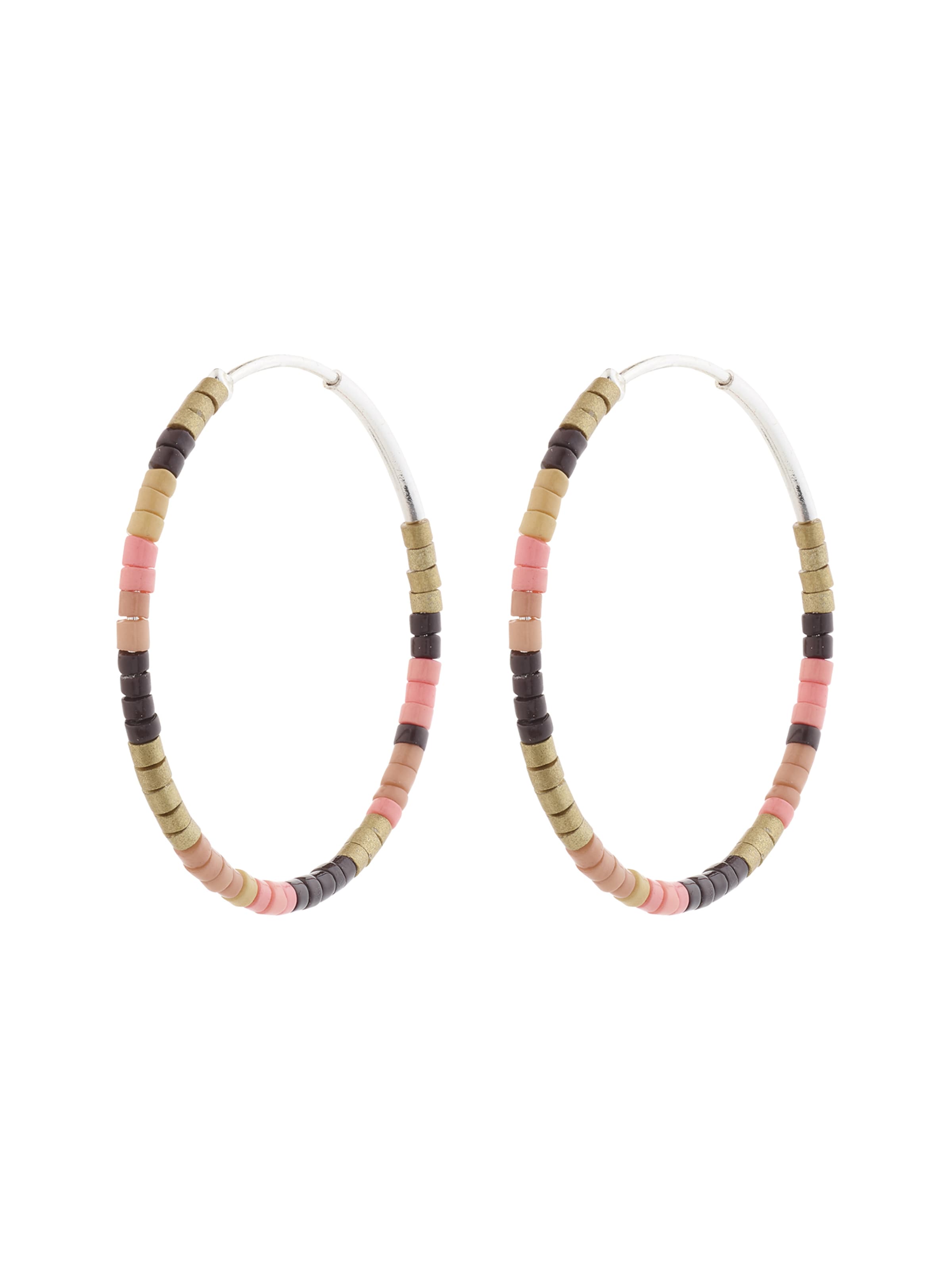 Pilgrim Ohrringe in khaki / rosa / schwarz / silber, Produktansicht