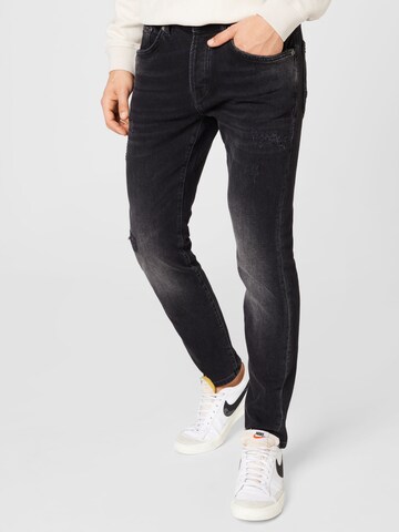 Goldgarn Slimfit Jeans i svart: framsida