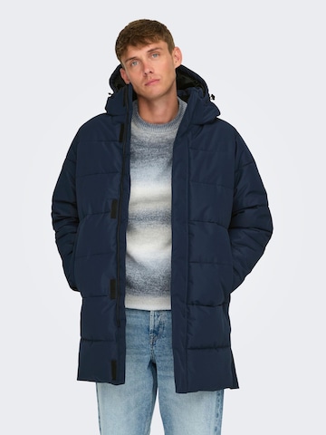 Manteau mi-saison 'Carl' Only & Sons en bleu : devant