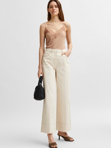 SELECTED FEMME Wide leg Trousers with creases 'Jackie' in Beige