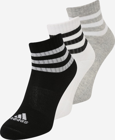 ADIDAS SPORTSWEAR Chaussettes de sport '3-stripes Cushioned Sportswear -cut 3 Pairs' en gris / noir / blanc, Vue avec produit