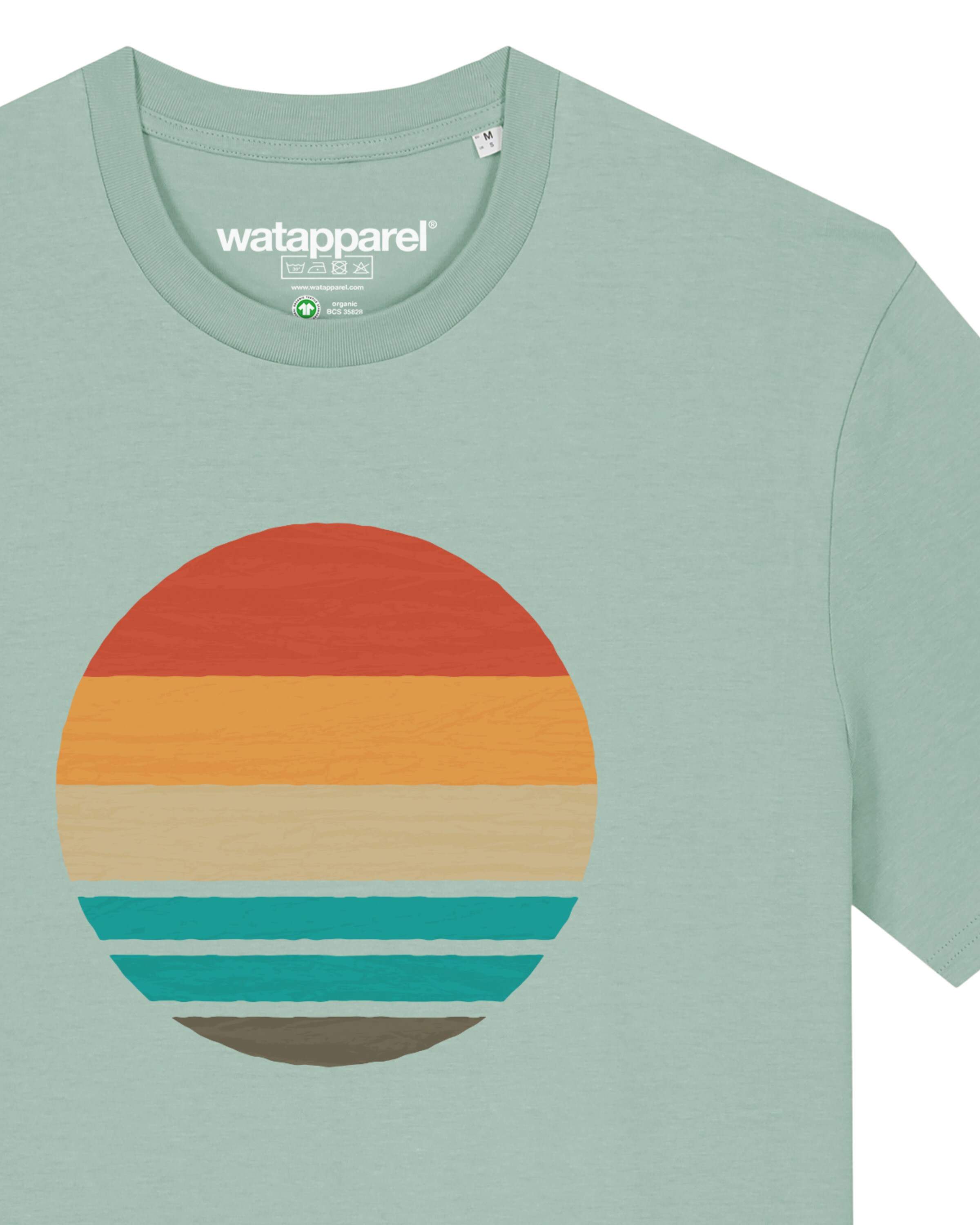 T-Shirt 'Retro Sunset Ocean' Watapparel en vert