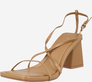 Nasty Gal Strap Sandals in Brown: front