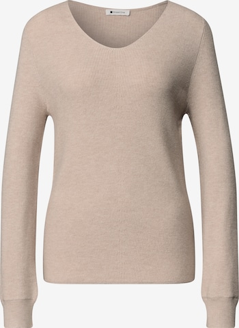 STREET ONE Langarm Pullover mit V-Ausschnitt in Beige: Vorderseite