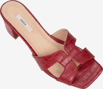Desa - Zapatos abiertos 'DESA Damen-Sandalen aus Leder mit Kroko-Optik und Absatz' en rojo: frente