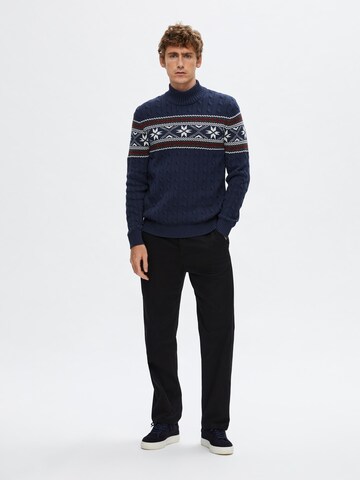 Pull-over 'SLHFlake' SELECTED en bleu