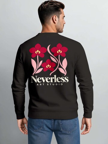 Neverless Sweatshirt 'Orchideen' in Black